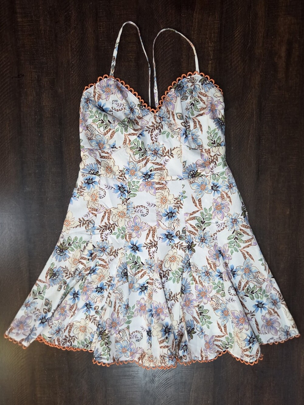 White Floral Fit & Flare Strappy Back Dress